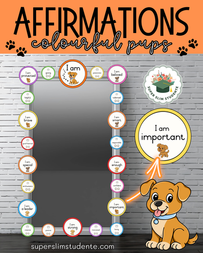 Affirmations: Colourful Pups Theme [Choose Language]