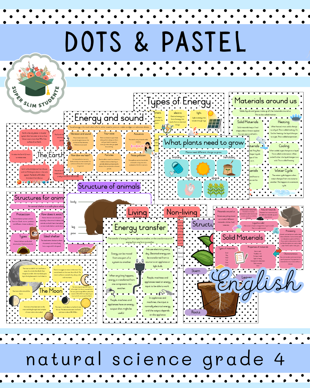 Dots & Pastel Theme / NS Grade 4 Bundle [Choose Language]