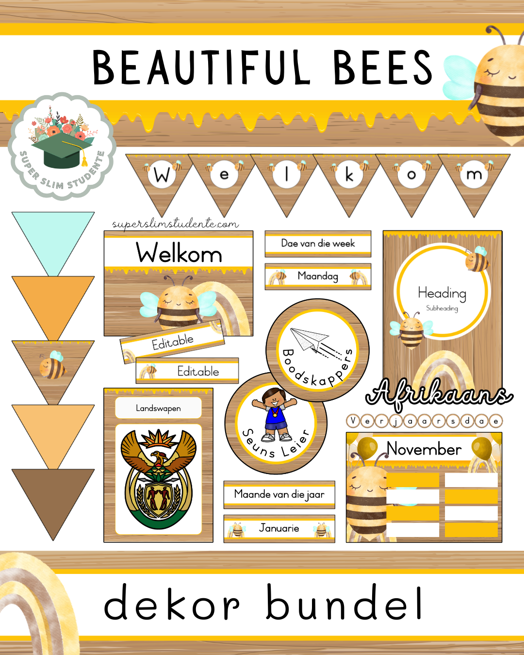 Beautiful Bees Theme / Decor Bundle [Choose Language]
