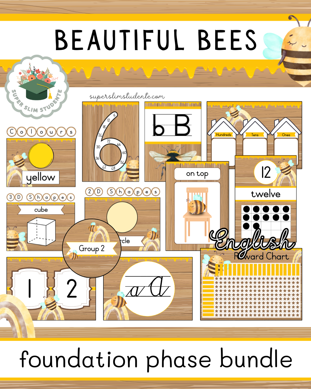 Beautiful Bees Theme / Foundation Phase Bundle [Choose Language]
