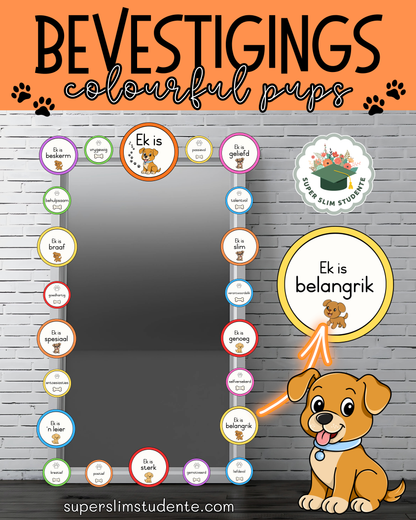 Affirmations: Colourful Pups Theme [Choose Language]