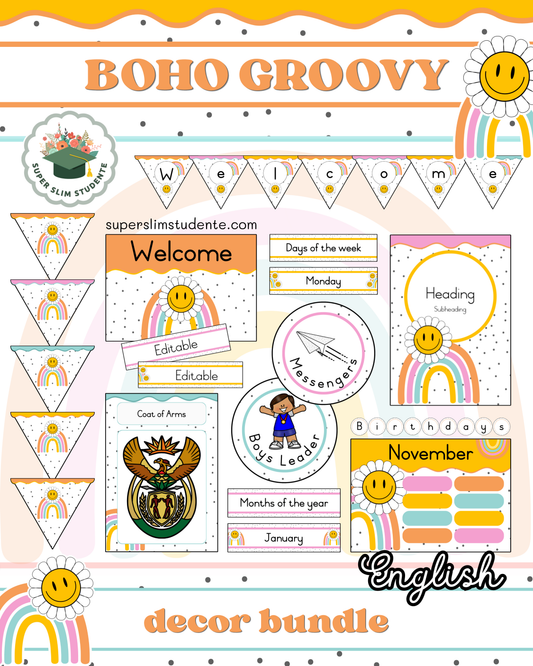 Boho Groovy Theme / Decor Bundle [Choose Language]