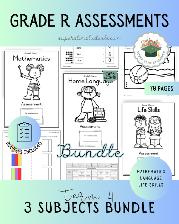 Term 4: Grade R Assessments Bundle [Choose Language] – Super Slim Studente