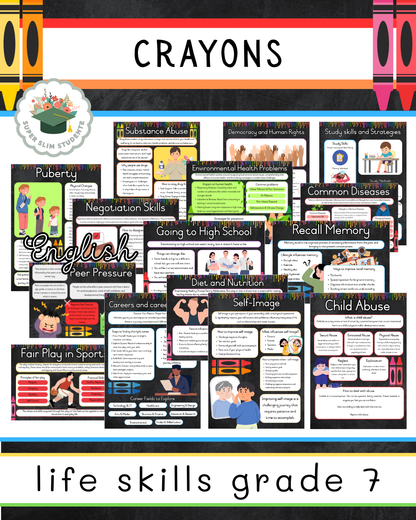 Crayons Theme / Life Skills Grade 7 Bundle [Choose Language]