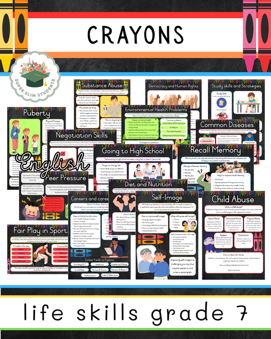 Crayons Theme / Life Skills Grade 7 Bundle [Choose Language]