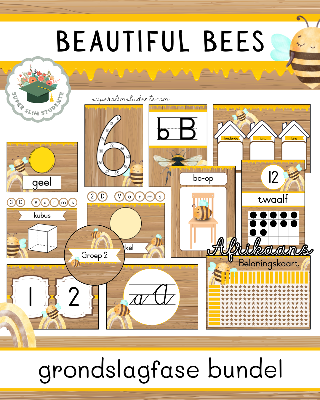 Beautiful Bees Theme / Foundation Phase Bundle [Choose Language]