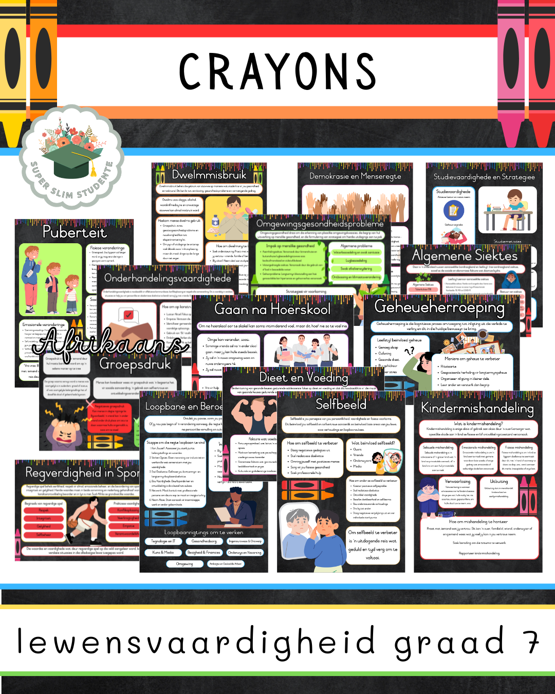 Crayons Theme / Life Skills Grade 7 Bundle [Choose Language]