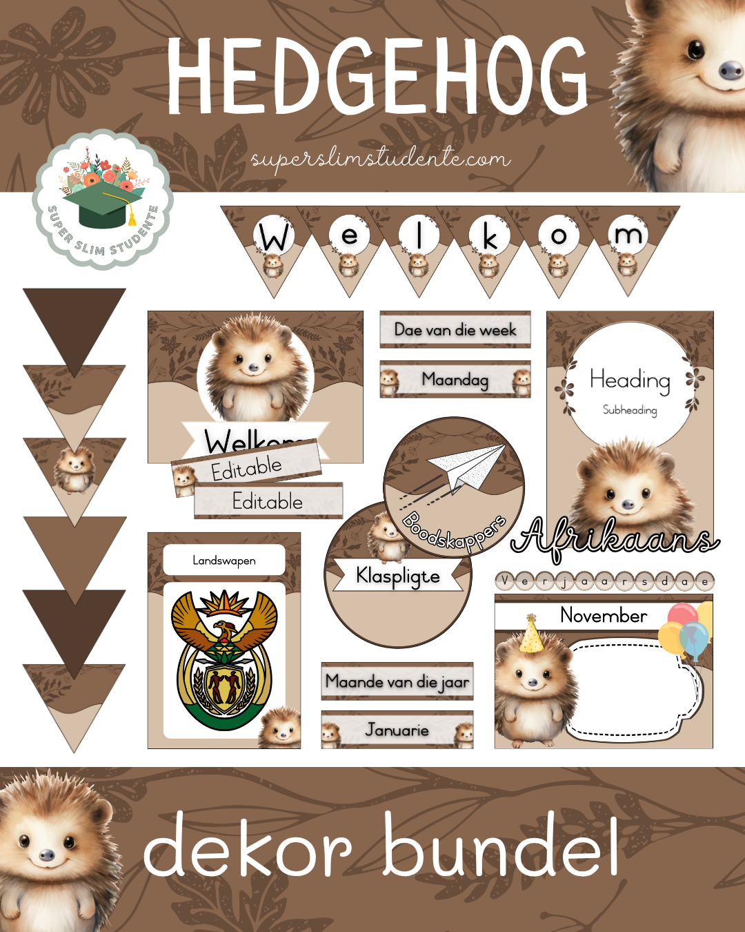 Hedgehog Theme / Decor Bundle [Choose Language]