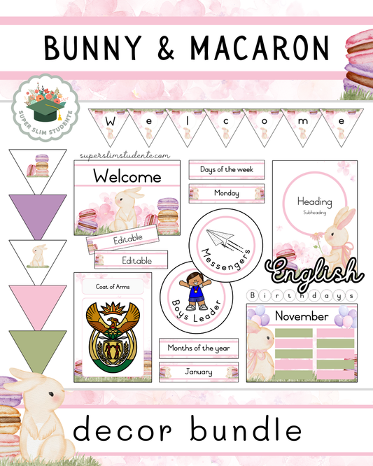 Bunny Macaron Theme / Decor Bundle [Choose Language]