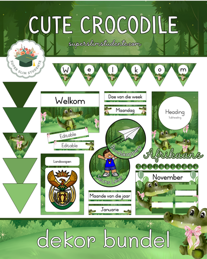Cute Crocodile Theme / Decor Bundle [Choose Language]