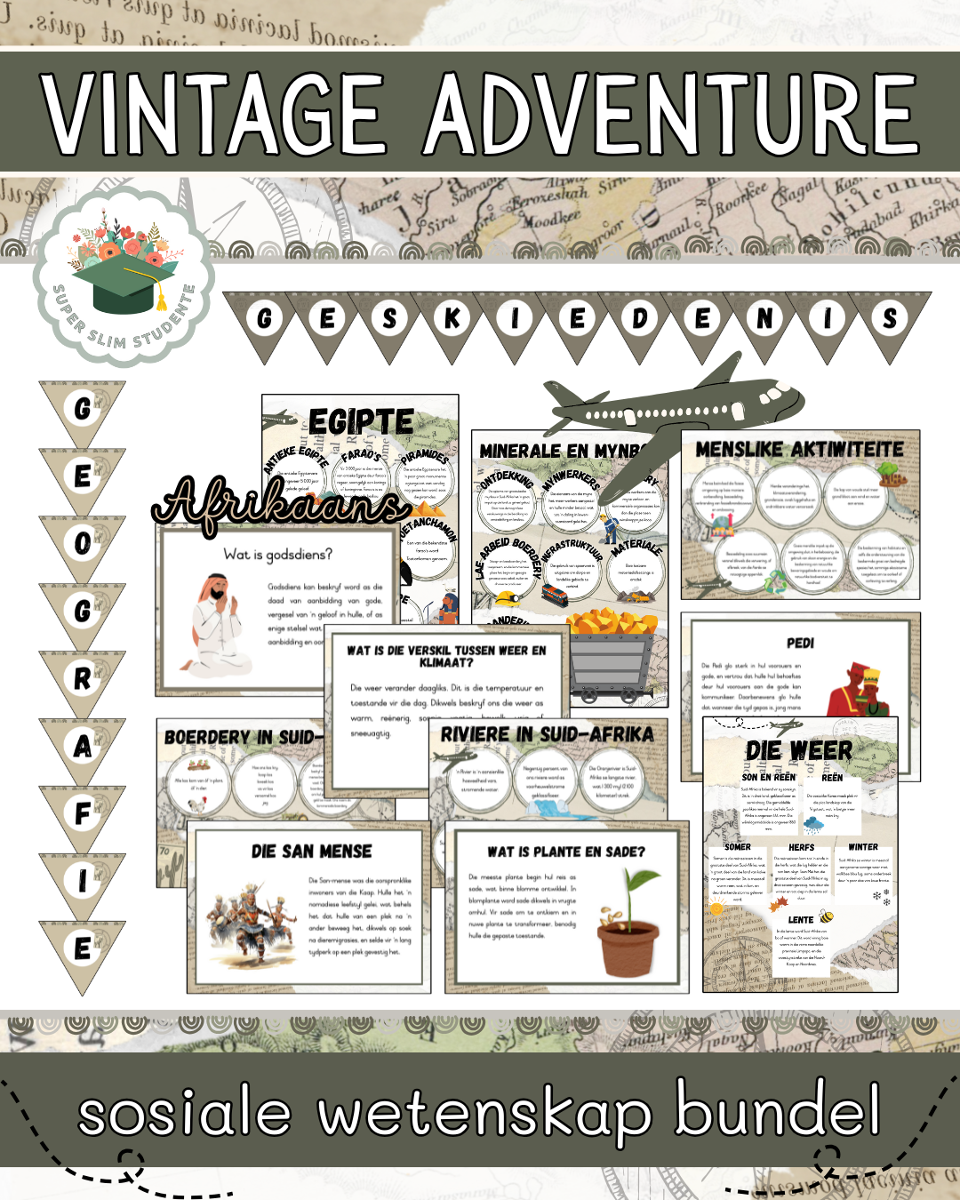 Vintage Adventure Theme / Social Science Bundle [Choose Language]