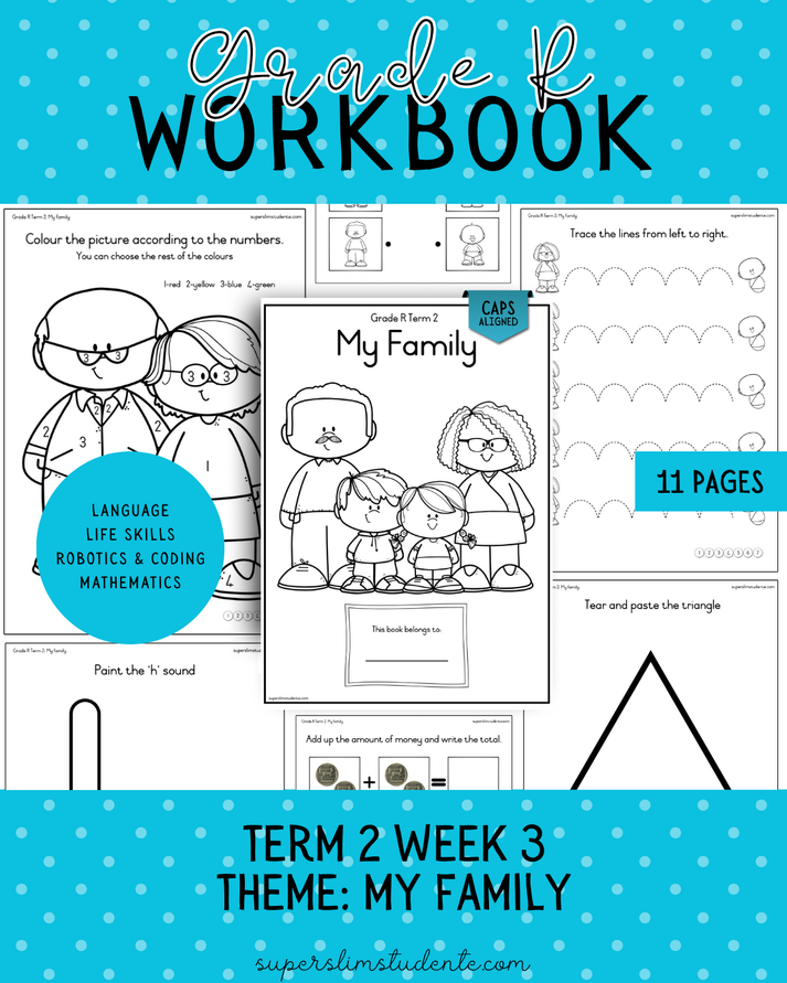 Gr. R Term 2 Workbook: My Family [Choose Language] – Super Slim Studente