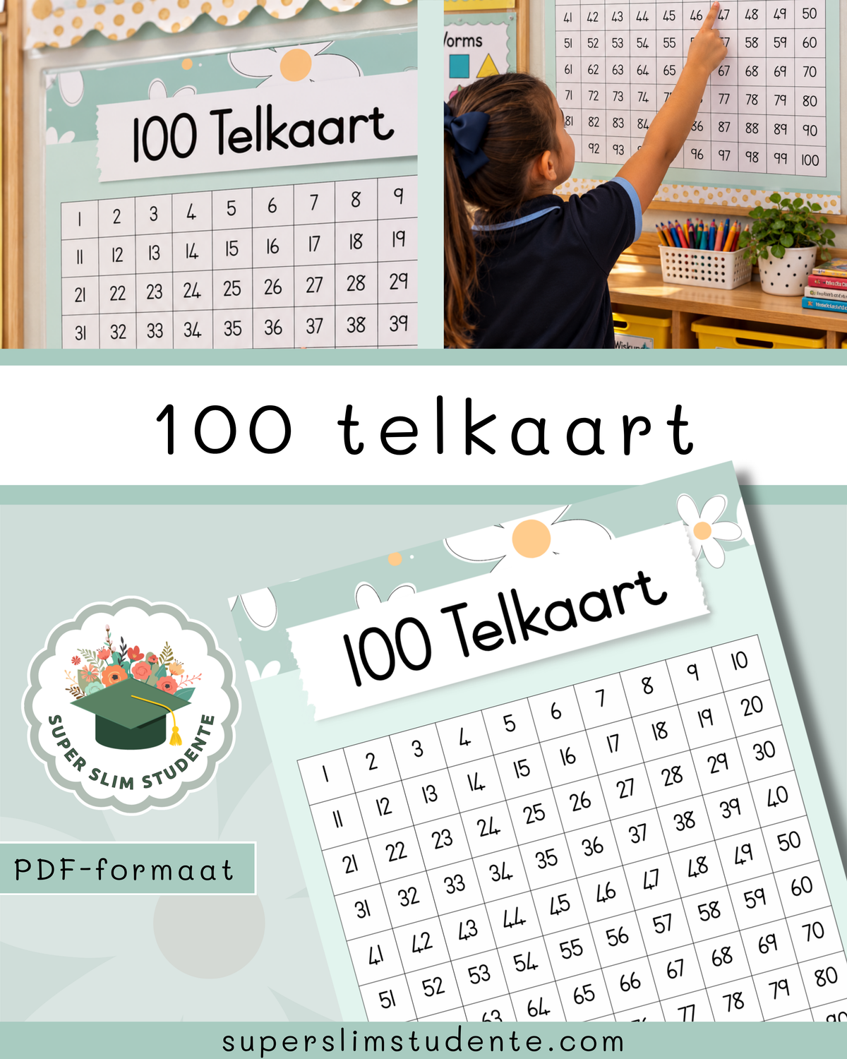 100 Counting Chart / Daisy Chic Theme [Choose Language]