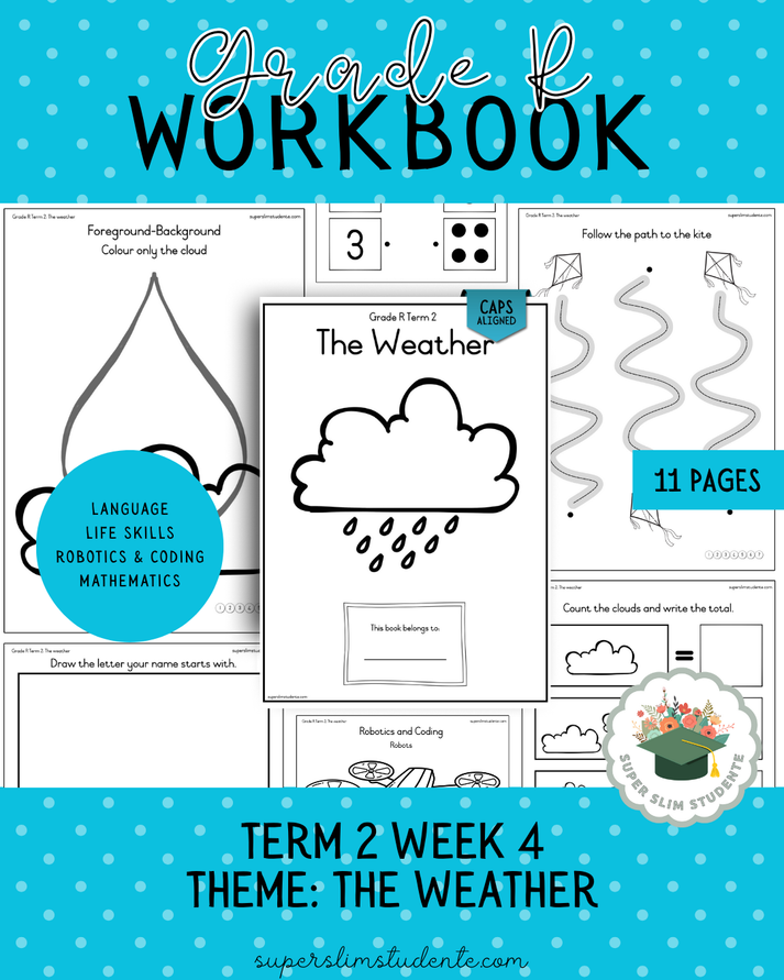 Gr. R Term 2 Workbook: The Weather [Choose Language] – Super Slim Studente