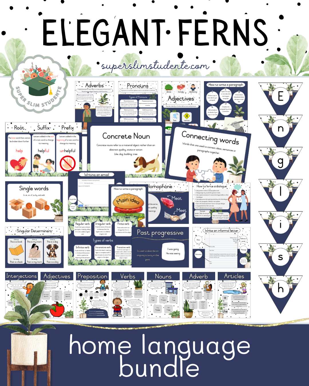 Elegant Ferns Theme / English Home Language Bundle