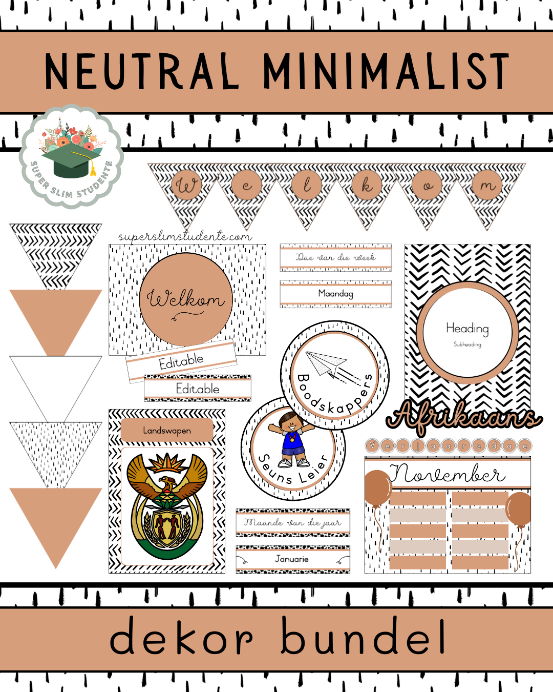 Neutral Minimalist Theme / Decor Bundle [Choose Language]