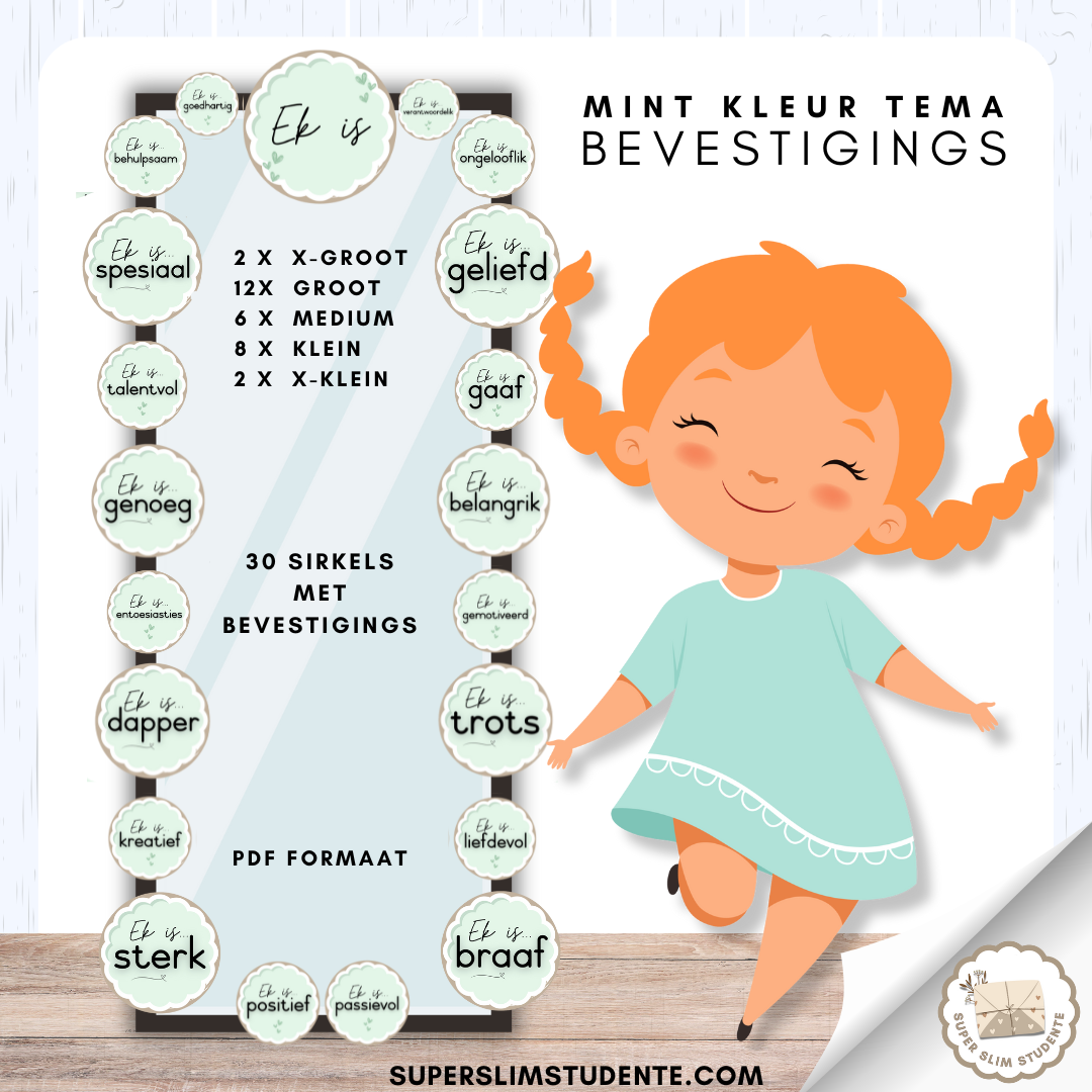 Affirmations: Mint Colour Theme [Choose Language]