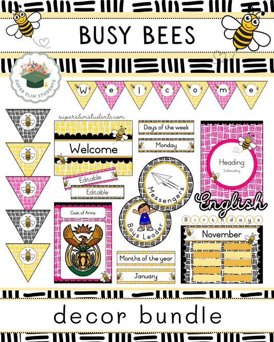 Busy Bees Theme / Decor Bundle [Choose Language]