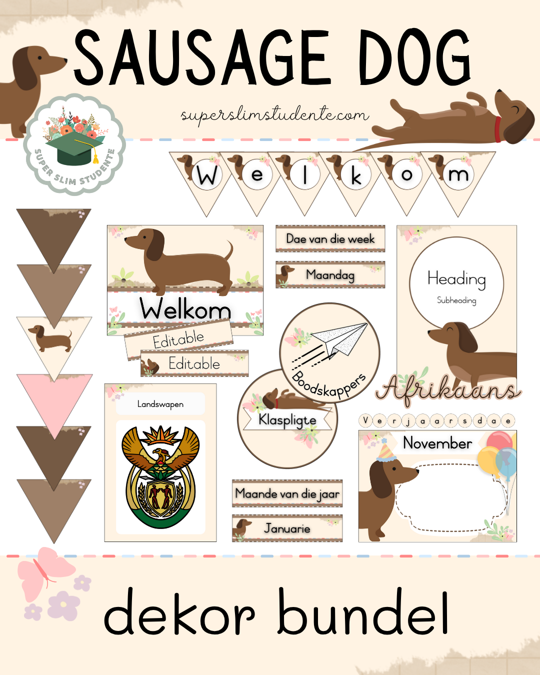 Sausage Dog Theme / Decor Bundle [Choose Language]