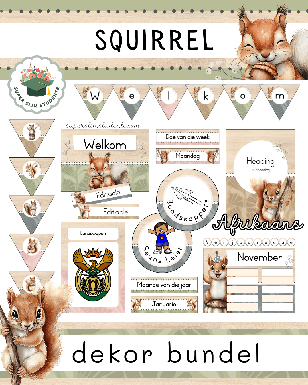 Squirrel Theme / Decor Bundle [Choose Language]