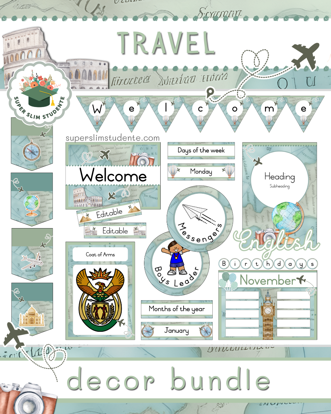 Travel Theme / Decor Bundle [Choose Language]