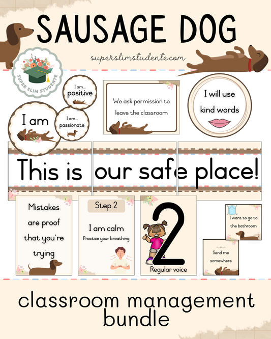 Sausage Dog Theme / Classroom Management Bundle [Choose Language]