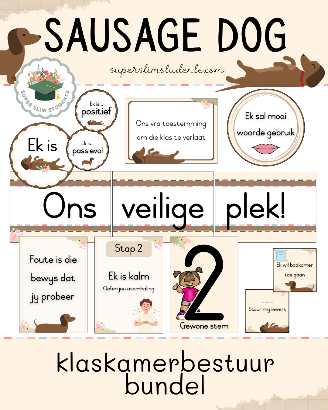 Sausage Dog Theme / Classroom Management Bundle [Choose Language]