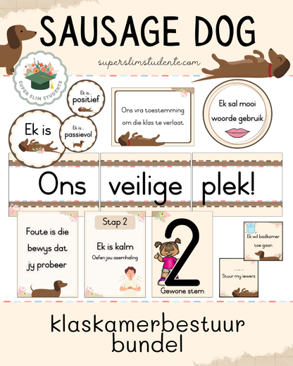 Sausage Dog Theme / Classroom Management Bundle [Choose Language]