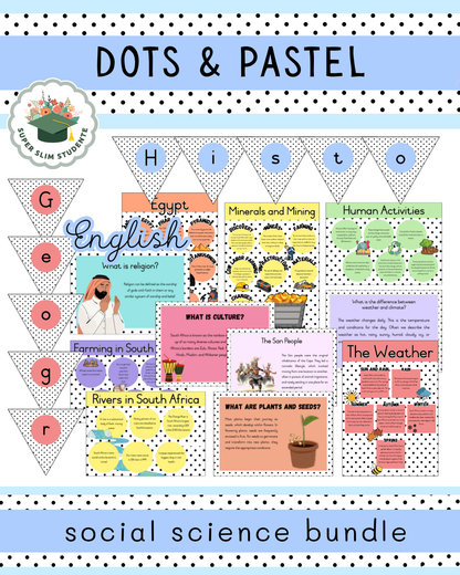 Dots & Pastel Theme / Social Science Bundle [Choose Language]