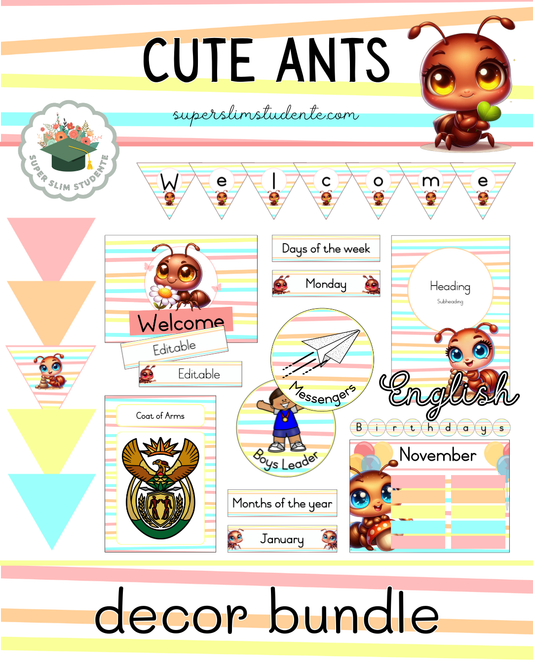 Cute Ants Theme / Decor Bundle [Choose Language]