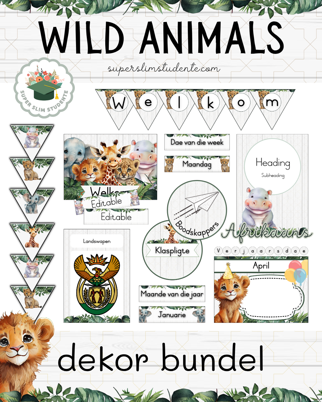 Wild Animals Theme / Decor Bundle [Choose Language]