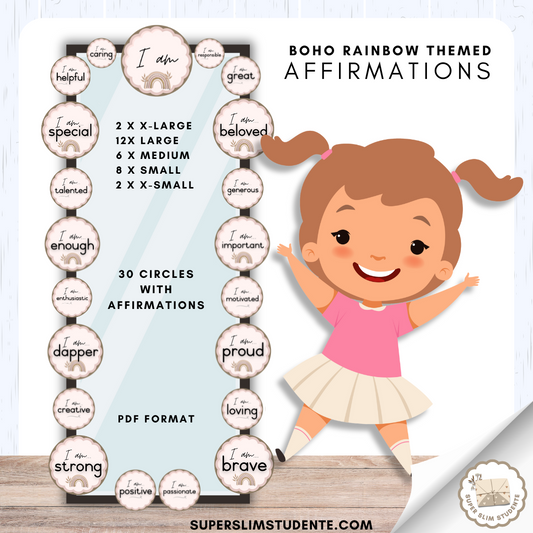 Affirmations: Boho Rainbow Theme [Choose Language]