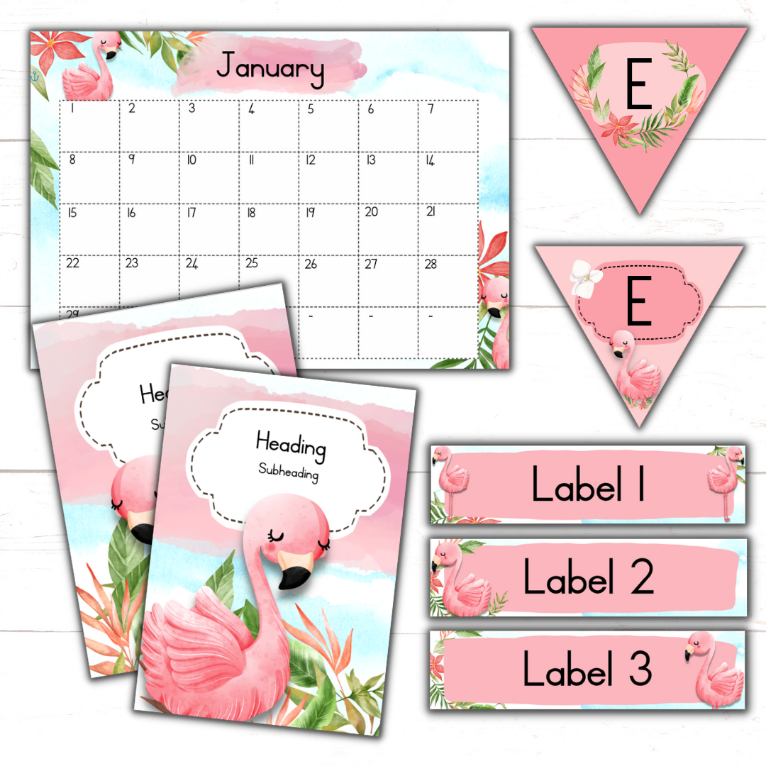 Flamingo Classroom Theme (Editable Version)