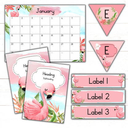 Flamingo Classroom Theme (Editable Version)