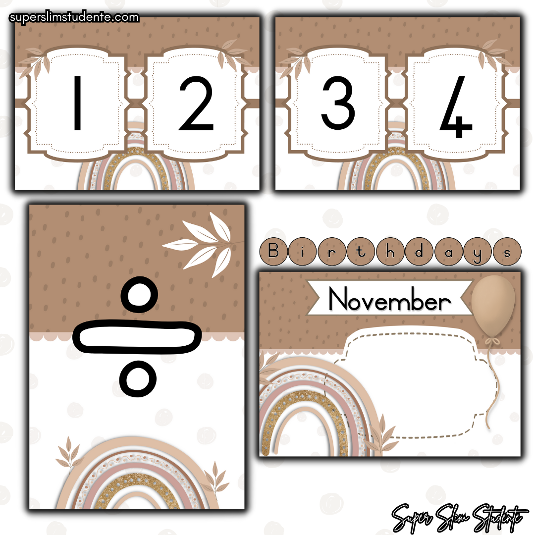 Boho Rainbow Classroom Theme (Mathematics Version)