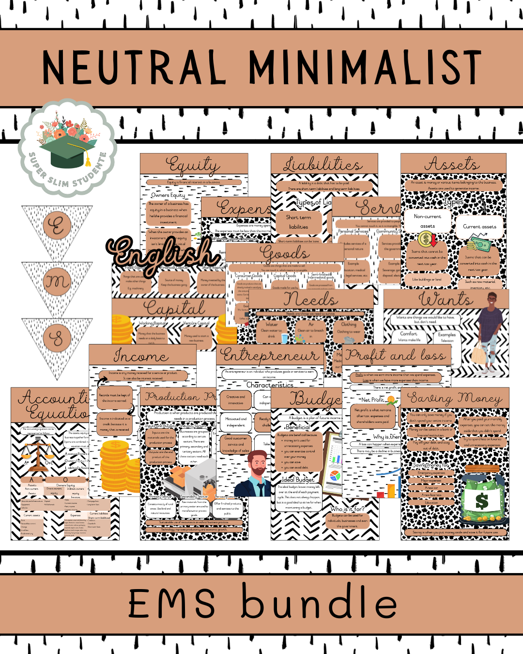 Neutral Minimalist Theme / EMS Bundle [Choose Language]