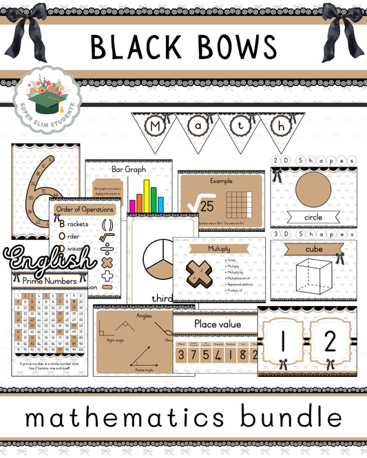 Black Bows Theme / Mathematics Bundle [Choose Language]