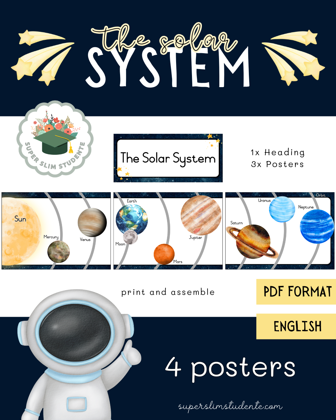 The Solar System: Display Posters [Choose Language] – Super Slim Studente