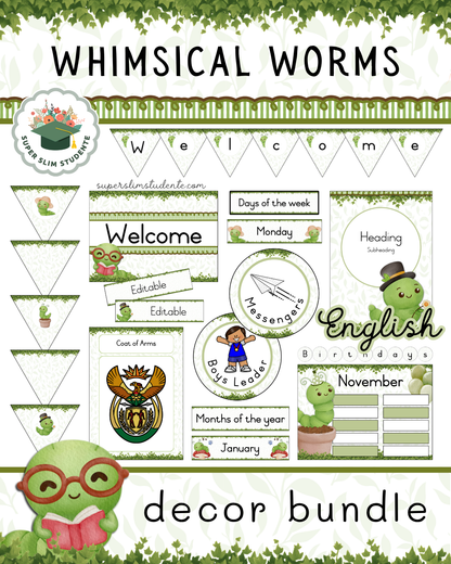 Whimsical Worms Theme / Decor Bundle [Choose Language]