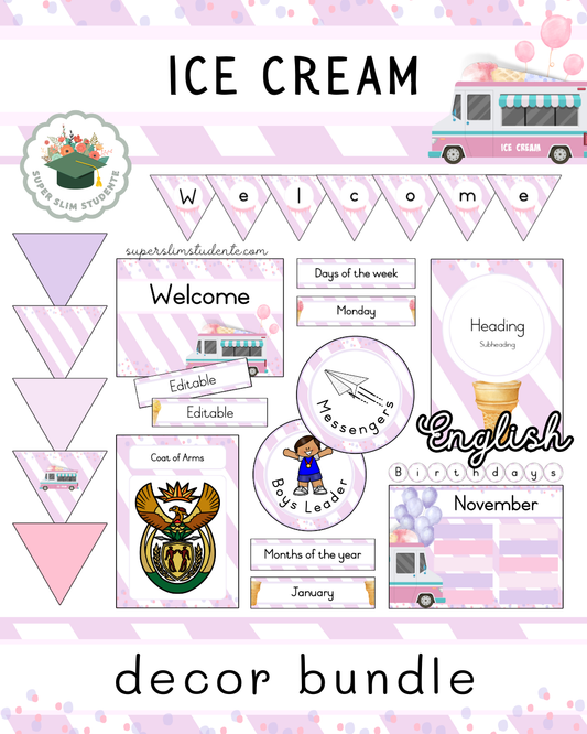 Ice Cream Theme / Decor Bundle [Choose Language]