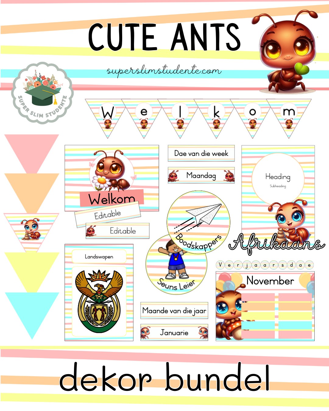 Cute Ants Theme / Decor Bundle [Choose Language]