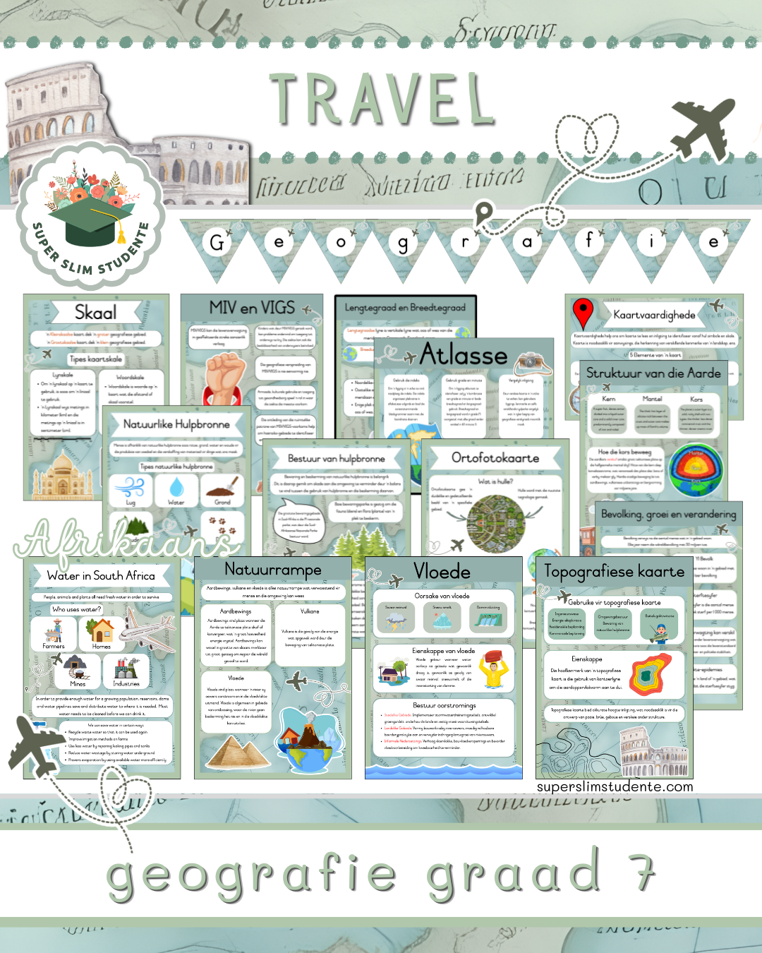 Travel Theme / Geography Grade 7 Bundle [Choose Language]