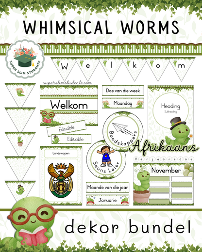 Whimsical Worms Theme / Decor Bundle [Choose Language]