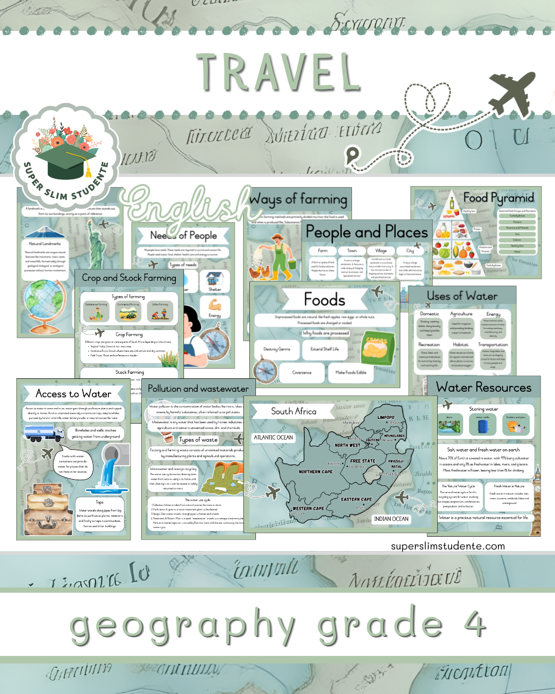 Travel Theme / Geography Grade 4 Bundle [Choose Language]