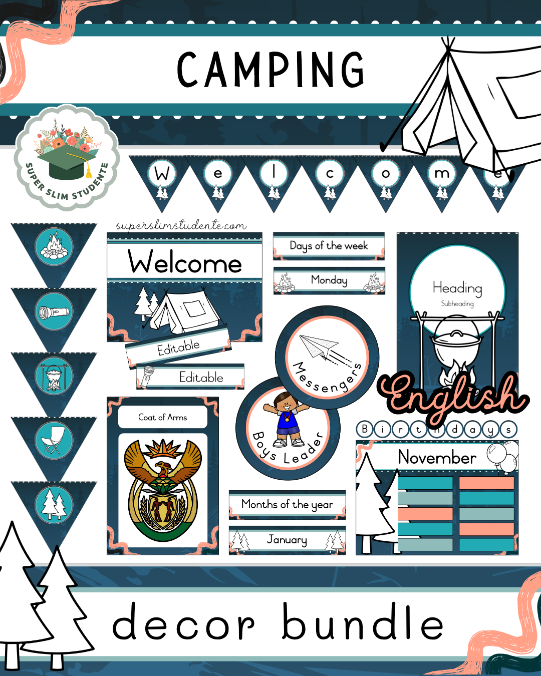 Camping Theme / Decor Bundle [Choose Language]