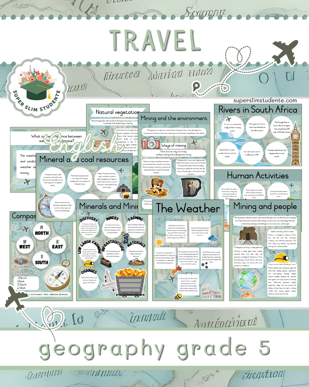 Travel Theme / Geography Grade 5 Bundle [Choose Language]