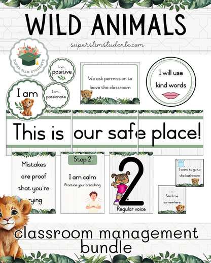 Wild Animals Theme / Classroom Management Bundle [Choose Language]