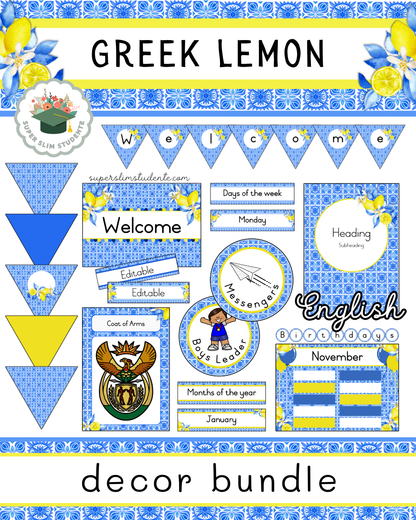 Greek Lemon Theme / Decor Bundle [Choose Language]