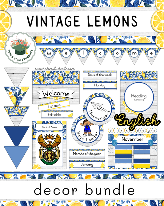 Vintage Lemons Theme / Decor Bundle [Choose Language]