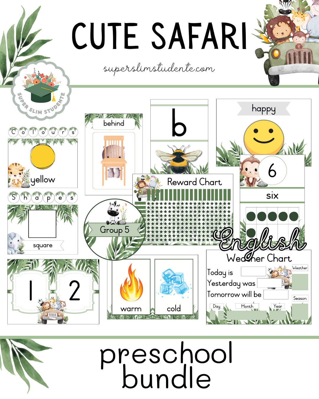 Cute Safari Theme / Preschool Bundle [Choose Language]